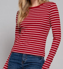 Long Sleeve Stripe Knit Top