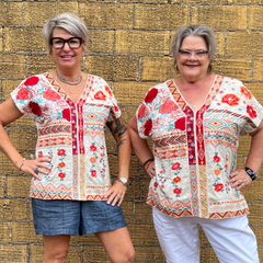 Floral/Aztec Embroidered Top