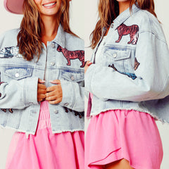 Tiger Sequin Denim Jacket