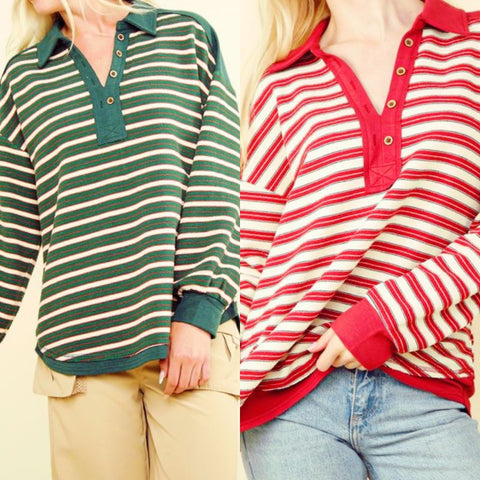 Striped Collared Sweater