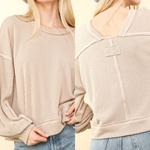 Solid Sweater Top With Back Design