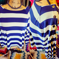 Stripe Top With Button Detail On Top