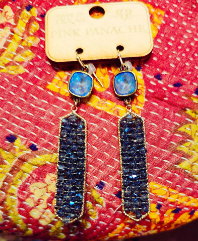 Pink Panache Blue Dangle Earrings