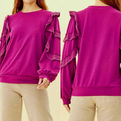 Ruffly Layer Long Sleeve Top