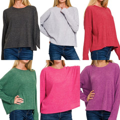 Ribbed Dolman Long Sleeve Sweater