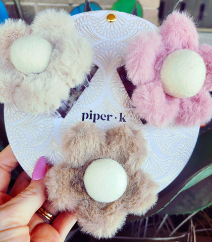 Fur Flower Hair Clips