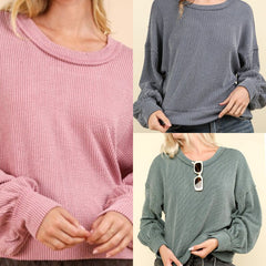 Solid Sweater Top With Back Design