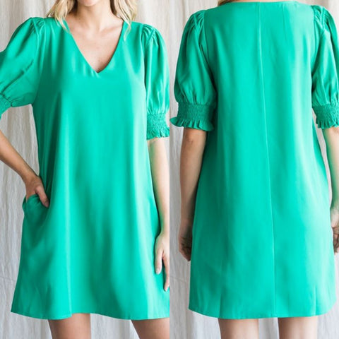 Solid Side Pockets Dress