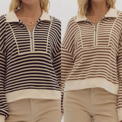 Stripe Long Sleeve Pullover Top