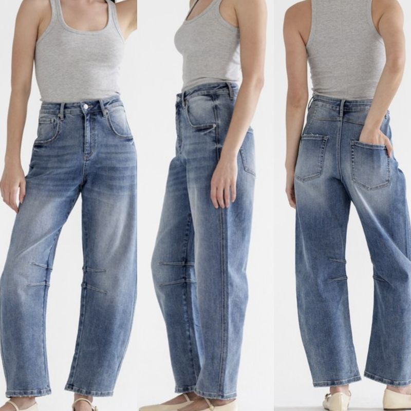 Super High Ankle Barrel-Leg Jeans