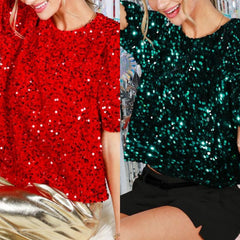 Sequin/Velvet Puffy Top