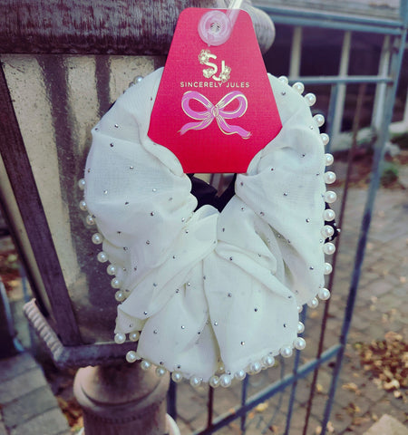 Rhinestone/Pearl Beaded Scrunchies