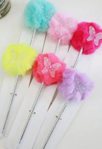 Butterfly Plush Pom Pom Pen