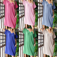 Solid Dolman Short Sleeve Dress