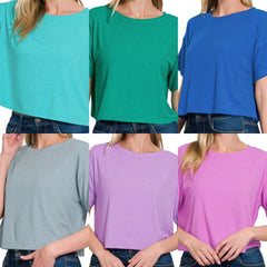 Solid Round Neck Crop Tee