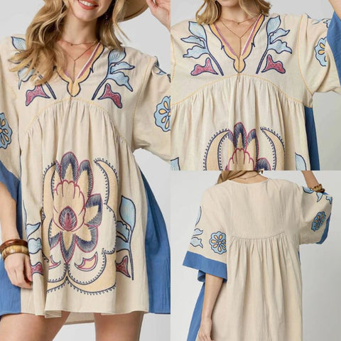 Bohemian Embroidered Kaftan Dress