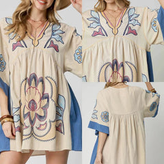 Bohemian Embroidered Kaftan Dress