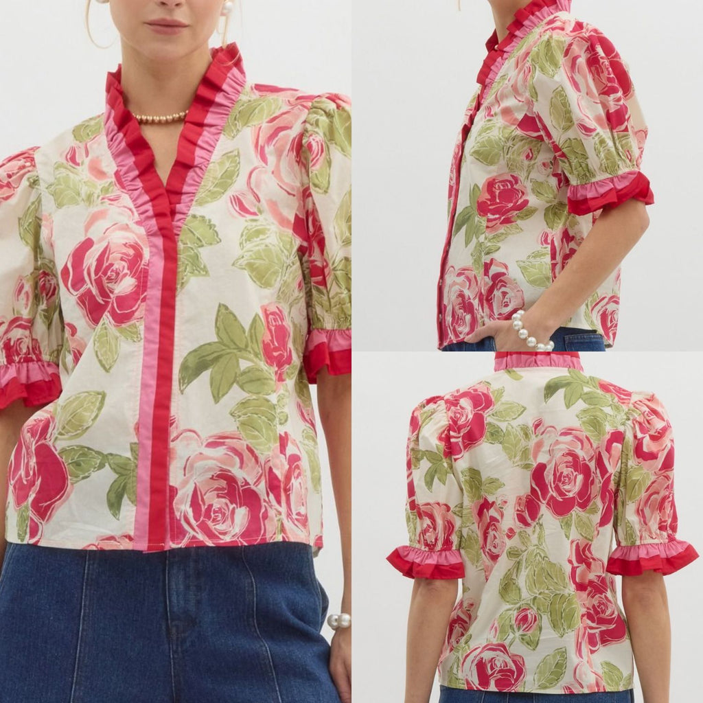 Floral Puff Sleeve Top