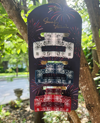 Patriotic Paisley Hair Clips