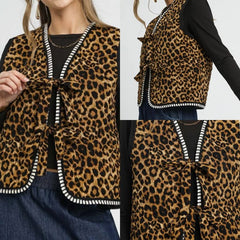 Leopard Print Tie-Front Vest