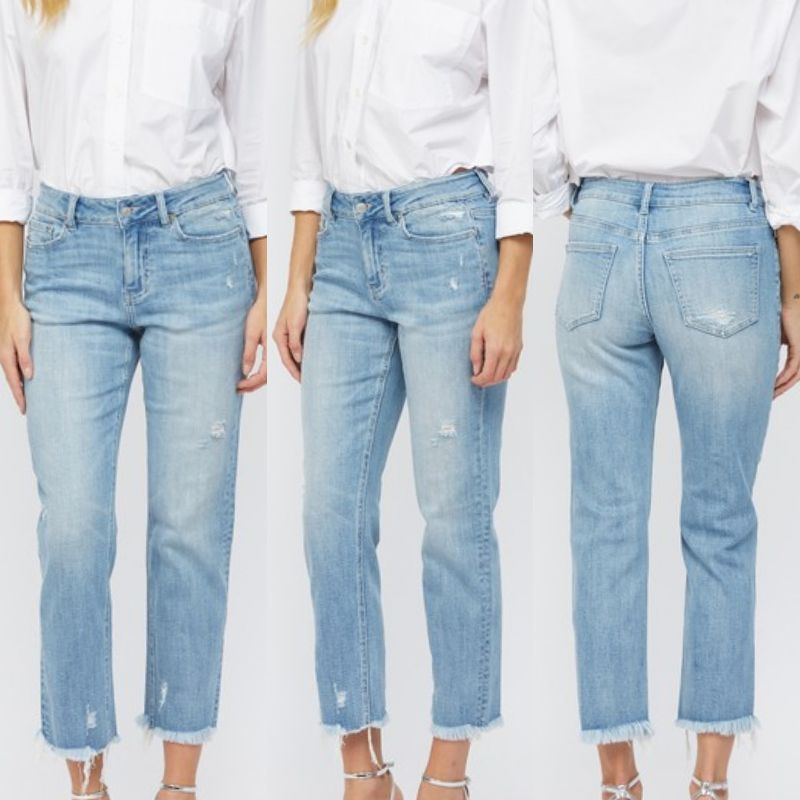 Mid Rise Cigarette Crop Jeans