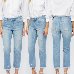 Mid Rise Cigarette Crop Jeans