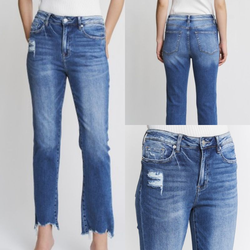 Super High Straight Leg With Step Hem Jeans