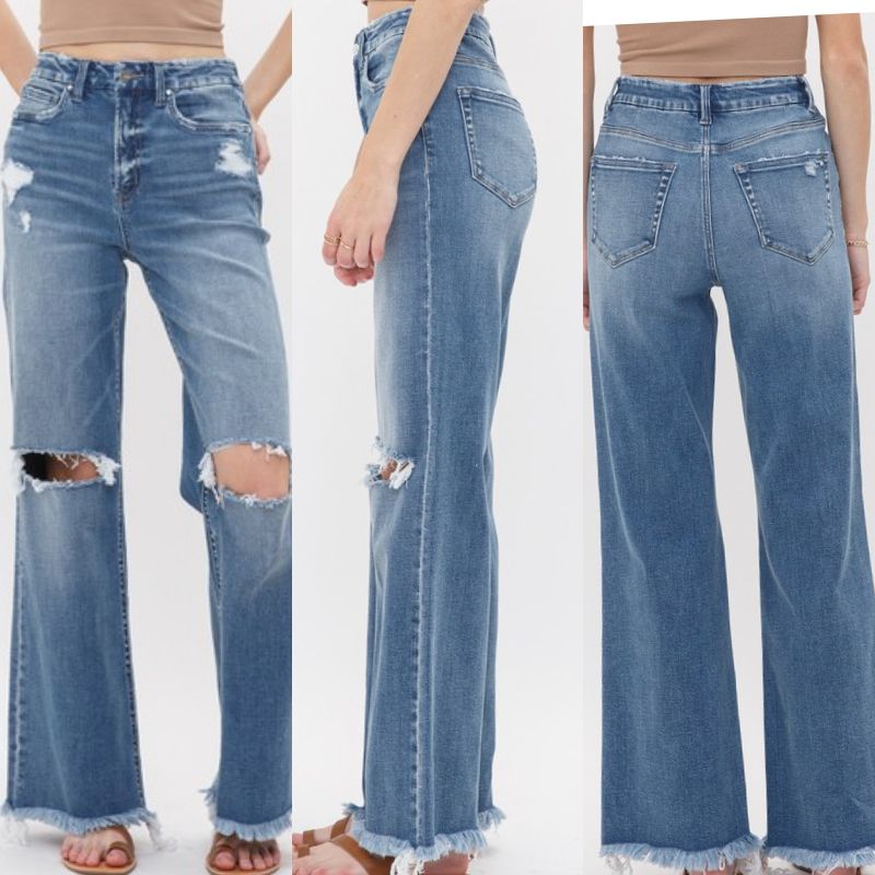 Stretch Super High Rise Wide Leg Jeans