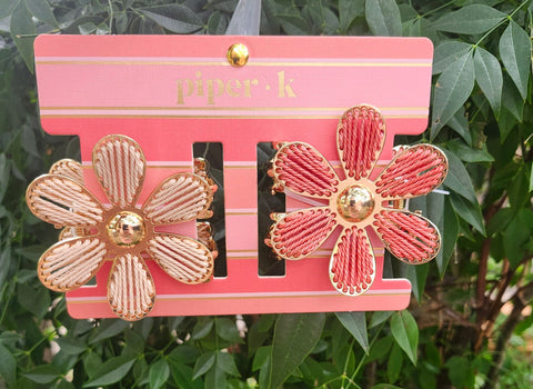 Straw Flower Hair Clips