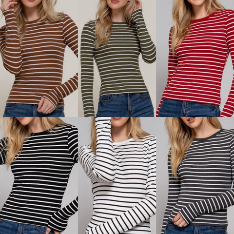 Long Sleeve Stripe Knit Top