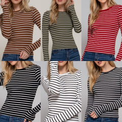 Long Sleeve Stripe Knit Top