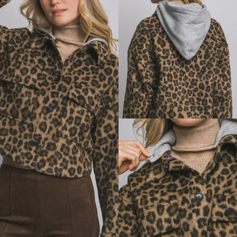 Leopard Shacket W/Removable Hood