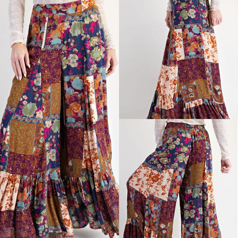 Patch Printed Gauze Palazzo Pants