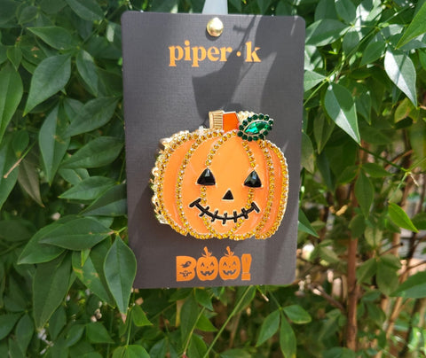 Beaded Pumpkin Hair Clip