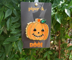 Beaded Pumpkin Hair Clip