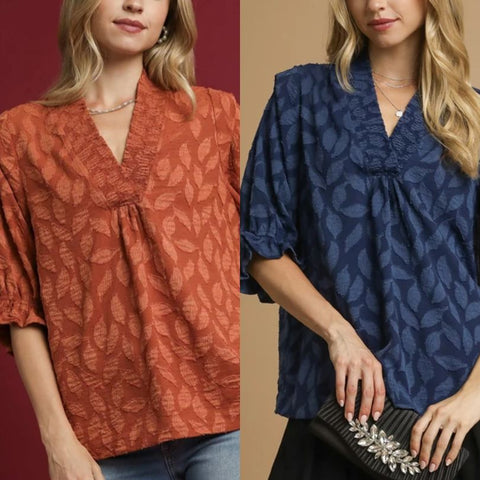 Floral Jacquard V-Neck Top