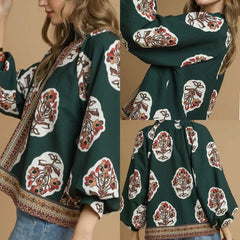 Boho Floral Print Tunic Top