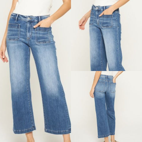 High Rise Cropped Wide Leg With Patch
