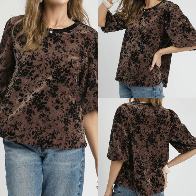 Burnout Velvet Floral Top