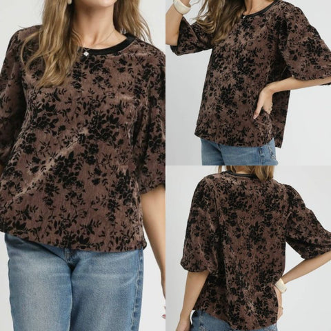 Burnout Velvet Floral Top
