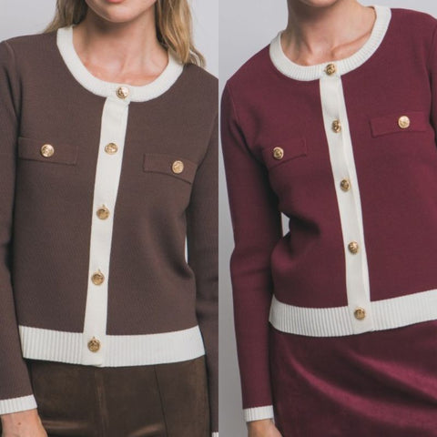 Knitted Jacket With Jewel Buttons