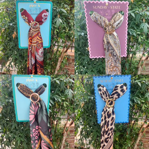 Printed Hair Scarf/Brooch