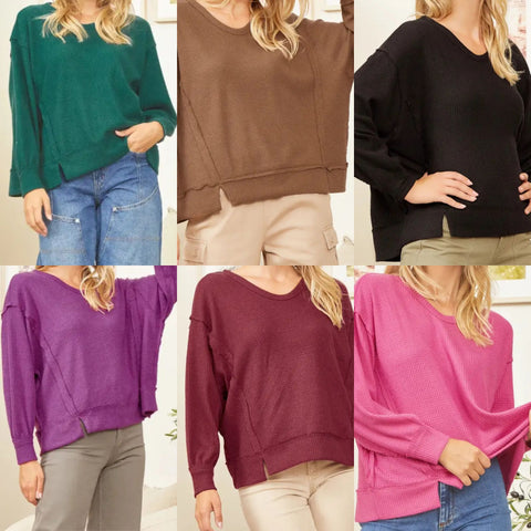 Round Neck Thermal Long Sleeve Top