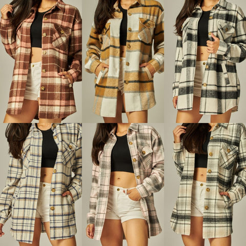 Plaid Oversized Button Down Shacket