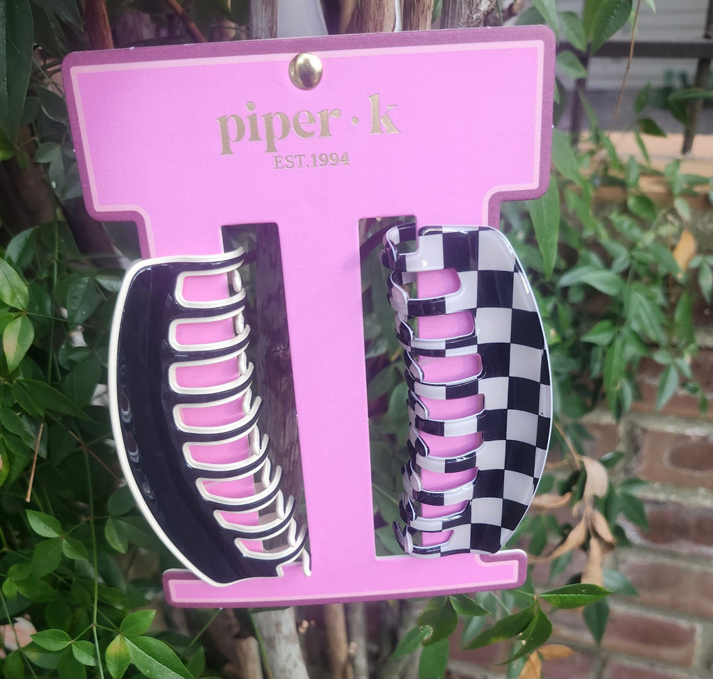 Black/White Checkered Hair Clips