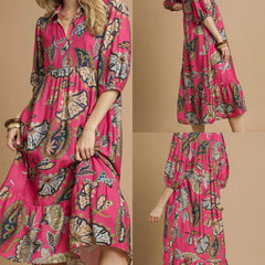 Boho Paisley Tiered Midi Dress