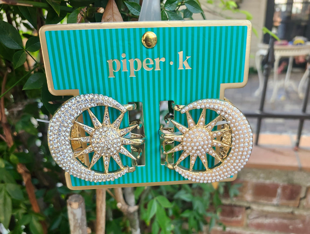 Pearl/Rhinestone Sun/Moon Hair Clips