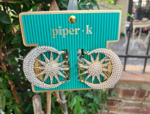 Pearl/Rhinestone Sun/Moon Hair Clips
