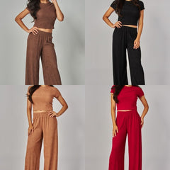 Crinkle Short Sleeve Loungewear Set