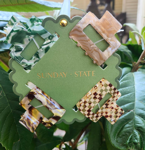 Crackled/Checkered Hair Clips